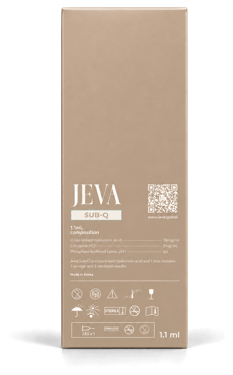 Back of the JEVA Sub-Q carton with the printed composition